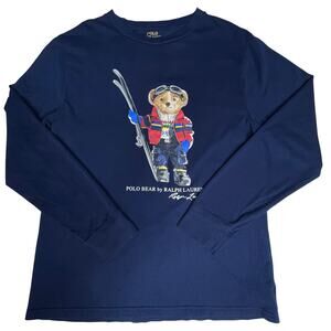 Polo Bear Cotton Long Sleeve Jersey Tee size XL Boys Navy Crewneck